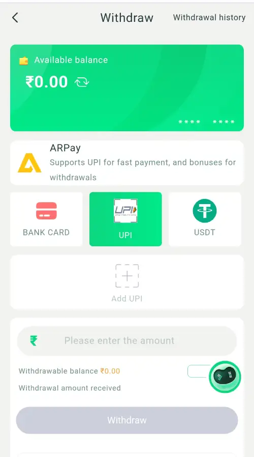 yaarwin game withdraw